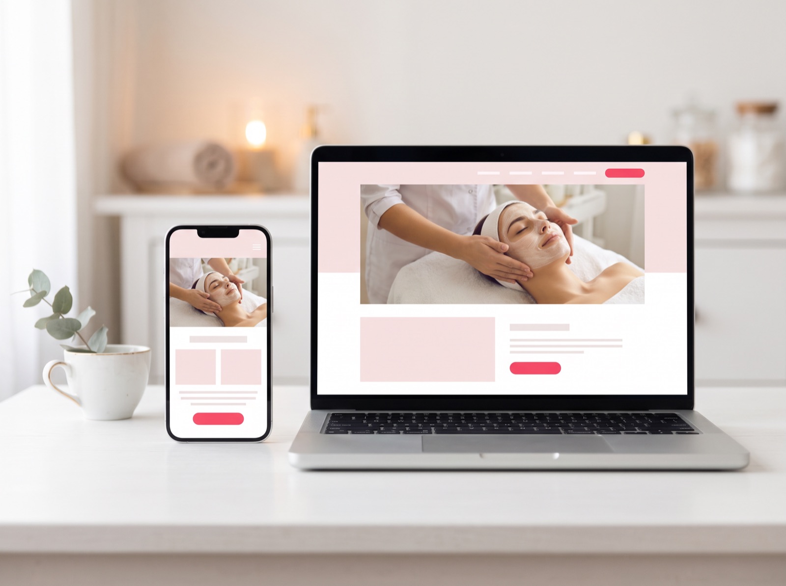Studio-Webseite auf Laptop und Smartphone im Beauty Webseiten System